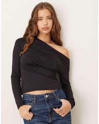 Gina Tricot - Asymmetric Top With Rhinestone Flower Detail - Lyst