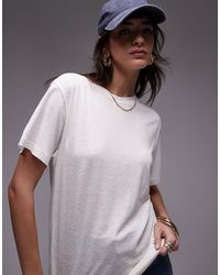 TOPSHOP - T-shirt en tissu aspect lin - Lyst