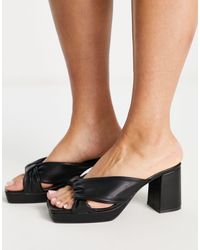 Truffle Collection - Block Heeled Cross Front Mules - Lyst