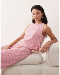 Nobody's Child - Verity Cotton Rich Sleeveless Tie Detail Top Co-ord - Lyst