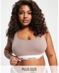 Calvin Klein Sporty Cotton Modal Bralette Plus Size in Gray