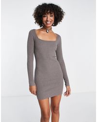 EDITED - Long Sleeve Knitted Mini Dress - Lyst