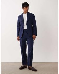 ASOS - Relaxed Tapered Premium Linen Rich Suit Pants - Lyst