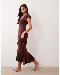ASOS - Puff Sleeve V-neck Maxi Tea Dress - Lyst