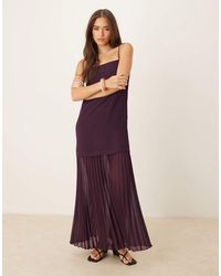 ASOS - Dropped Waist Pleated Skirt Cami Midi Dress - Lyst