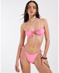 Pieces - Tie Side Brazilian Bikini Bottom Co-ord - Lyst