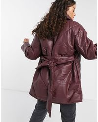 monki amber recycled short padded jacket with hood in blue