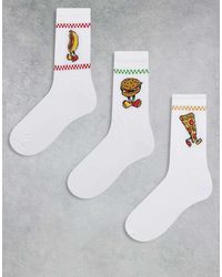 ASOS - 3 Pack Socks With Fast Food Characters With Embroidery - Lyst