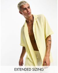ASOS - Camisa amarillo pálido holgada con solapas marcadas - Lyst