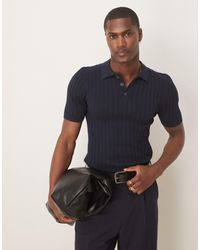 ASOS - Muscle Fit Knitted Rib Polo T-shirt - Lyst