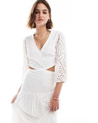 Mango - Crochet Detail Cut Out Midi Dress - Lyst