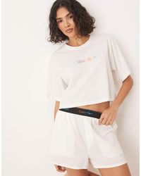 Calvin Klein - Camiseta De Pijama Corta Blanca De Corte Cuadrado Pride De -Blanco - Lyst