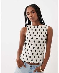 ASOS - Linen Blend Shirred Tank Top - Lyst