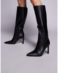 ASOS - Wide Fit Charmed Heeled Knee Boots - Lyst