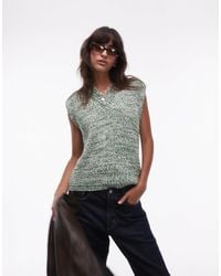TOPSHOP - Knitted V-neck Multi Chenille Vest - Lyst