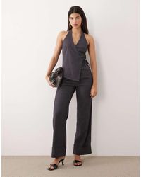 Kaiia - Exclusive Tailored Stretch Woven Wide Leg Turn Up Detail Trousers Co-Ord - Lyst