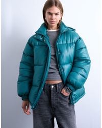 TOPSHOP - High Shine Ripstop Puffer Jacket - Lyst