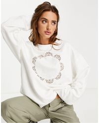 TOPSHOP Crochet Insert Sweatshirt - White