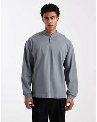 ASOS - Heavyweight Oversized Long Sleeve T-shirt With Henley Neck - Lyst