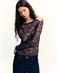 Pull&Bear - Long Sleeve Lace Bodysuit - Lyst