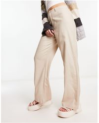 ONLY - High Waisted Wide Leg Linen Trousers - Lyst