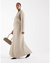4th & Reckless - Jupe d'ensemble longue en maille douce aspect laine - beige - Lyst