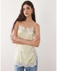 Nobody's Child - Bellah Matt Satin Lace Detail Cami Top With Adjustable Straps - Lyst