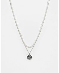 Reclaimed (vintage) - Collier unisexe à 2 rangs avec pendentif et perles - Lyst