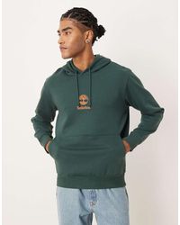 Timberland - Sudadera Verde Con Capucha Y Estampado De Logo Apilado De - Lyst