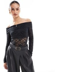 Hollister - Off Shoulder Long Sleeve Allover Lace Top - Lyst