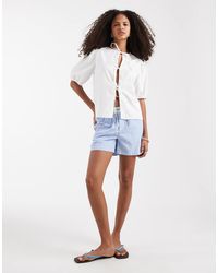 ONLY - Top Allacciato Sul Davanti Con Maniche A Sbuffo - Lyst