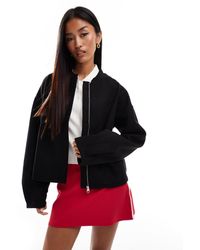 Pieces - Cropped Bomber Jacket - Lyst