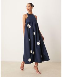 Sister Jane - Dream Empire Waist Embroidered Flower Midi Dress - Lyst