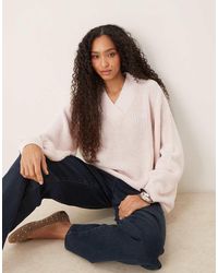 ASOS - Knitted Oversized V Neck Jumper With Wool - Lyst