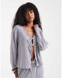 Pieces - Tie Front Textured Top Co-Ord - Lyst