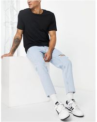 Pull&Bear Denim Super Skinny Cropped Jeans With Rips In Washed Black in  Gray for Men - Lyst