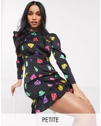 river island black print dress