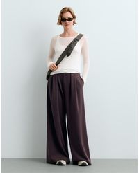 Oysho - Modal Piqué Wide-Leg Trousers - Lyst