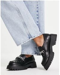 ASOS Maze Chunky Flat Loafers With Chain - Black
