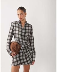 ASOS - Shoulder Pad Wrap Shirt Mini Dress With Button Detailing - Lyst