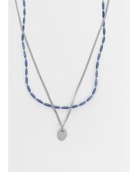 ASOS - 2 Pack Blue Beaded And Oval Pendant Necklaces - Lyst