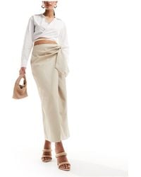 ASOS - Faux Leather Wrap Midi Skirt - Lyst