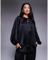 ASOS - Volume Sleeve Satin Co-ord Blouse - Lyst