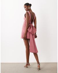 ASOS - Slash Neck Shift Mini Dress With Open Back And Bow Back - Lyst