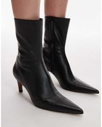 TOPSHOP - Neeve Premium Real Leather High Heeled Ankle Boots - Lyst