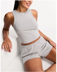 ASOS - Top de pijama con pantalones cortos de algodón mix & match de - Lyst