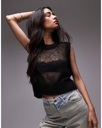 TOPSHOP - – transparentes strick-tanktop - Lyst