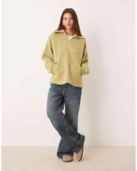 ASOS - Half Zip Borg Fleece And Knit Mix Sweater - Lyst