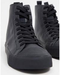 asos high top sneakers in black mesh