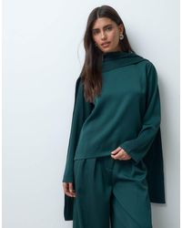 Iyal - Crepe Sateen Boxy Scarf Neck Detail Top Co-ord - Lyst